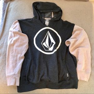 Volcom Cream and Gray Hoodie Large